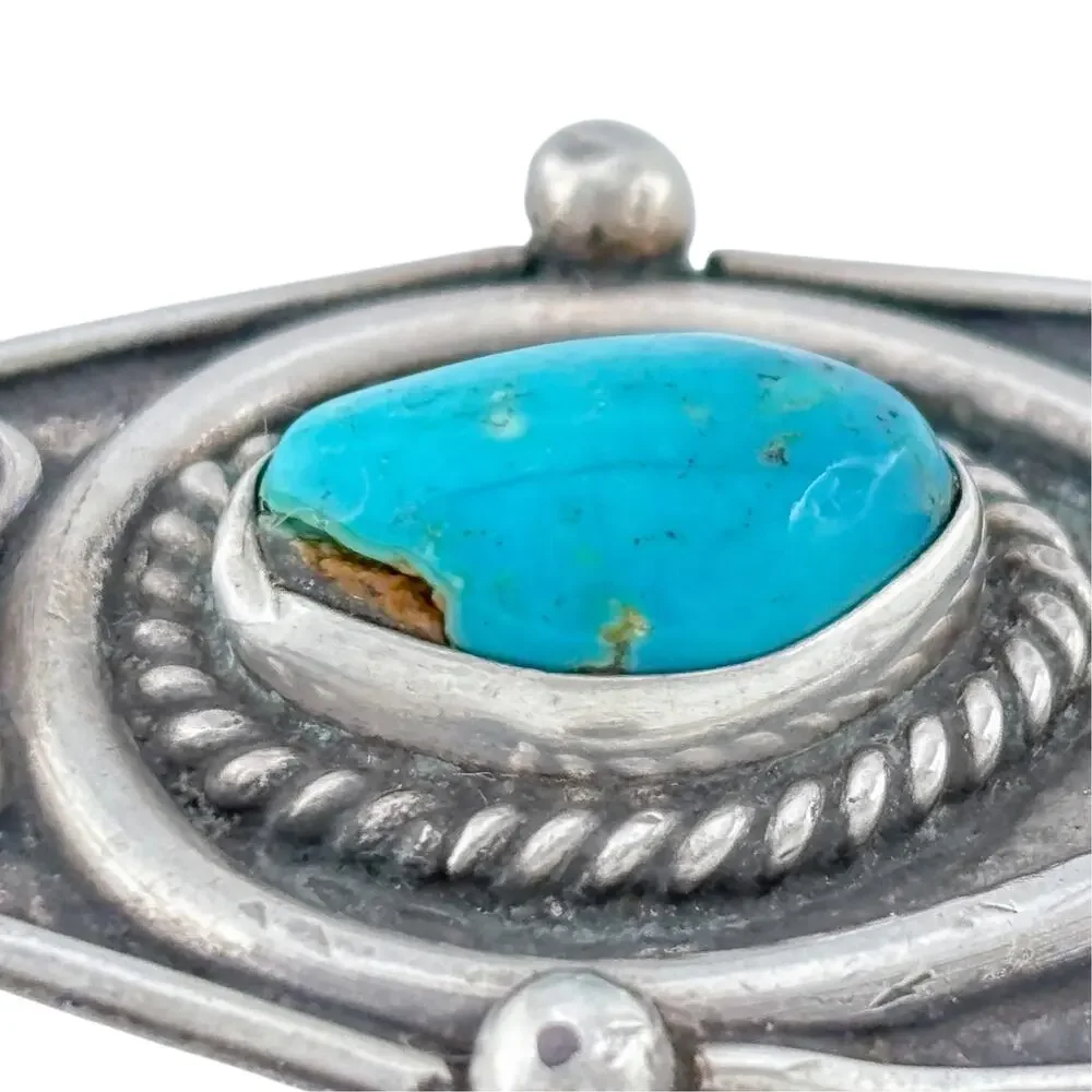 Vintage Sterling Silver 925 Turquoise Shadowbox Pendant